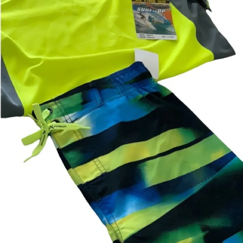 Swim Trunks Sun Protection Set Shirt Swim Shorts Surf Top 2 pc set Boys XL 18-20